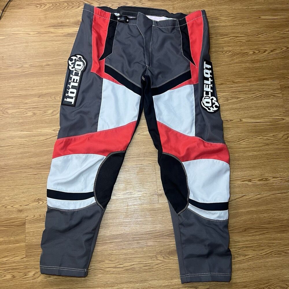 Ocelot Racing Pants Adult Size 44 Gray Red Off-Road MX Motocross Riding Gear
